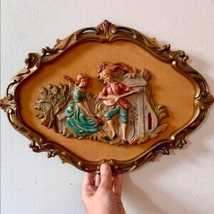 Vintage “Don’t Woo Me!” Italian Depose velvet baroque 3D plaque 👑
